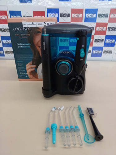 Cecotec Centro de Estación Bucal o Dental Bamba ToothCare Jet Clean. 18 W, Irrigador 600 ml de Capacidad, 10 Niveles de Presión, 7 Cabezales y Cepillo de Dientes Eléctrico con 5 Modos